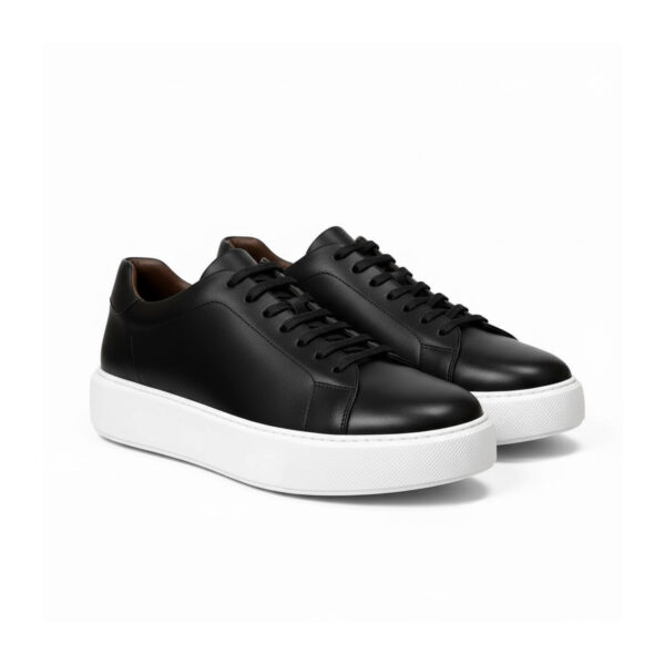 232 BASKET EN VRAI CUIR NOIR