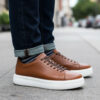 232 BASKET EN CUIR TABAC